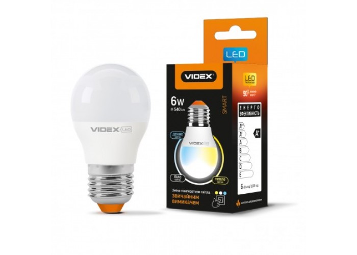 Лампа светодиодная VIDEX SMART Series G45eC3 6W E27  220V (24553)