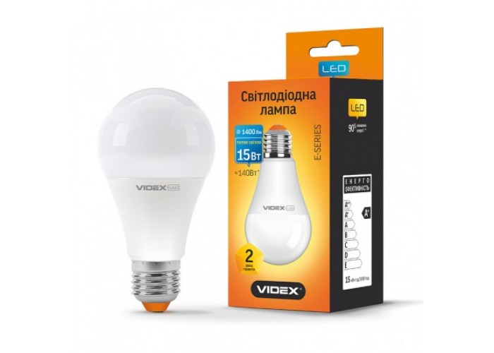 Лампа светодиодная VIDEX A65e 15W E27 3000K 220V (23922)