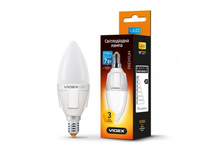Лампа светодиодная VIDEX C37 7W E14 4100K 220V (23893)