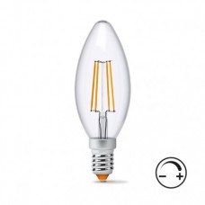 Лампа светодиодная VIDEX Filament C37FD 4W E14 4100K 220V диммерная (23927)
