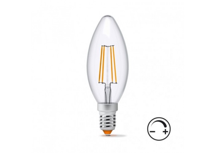 Лампа светодиодная VIDEX Filament C37FD 4W E14 4100K 220V диммерная (23927)