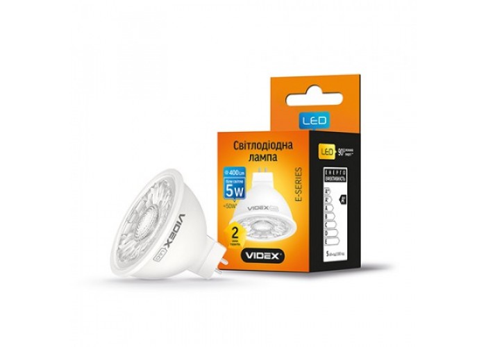 Лампа светодиодная VIDEX MR16eL 5W GU5.3 4100K 220V (24866)
