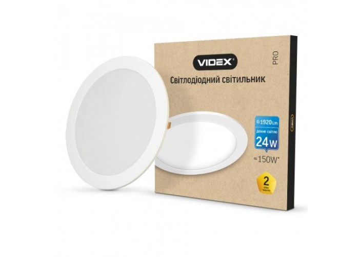 Светильник светодиодный встраиваемый VIDEX круглый 24W 5000K 220V  (24882)