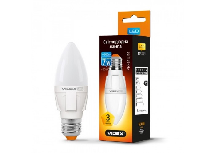Лампа светодиодная VIDEX C37 7W E27 3000K 220V (24007)