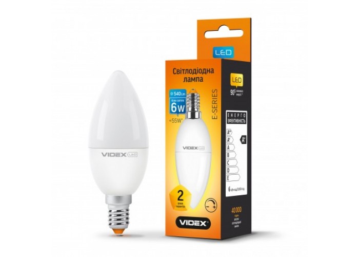 Лампа светодиодная VIDEX C37eD 6W E14 4100K 220V диммерная (24551)