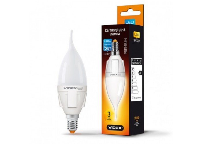 Лампа светодиодная VIDEX C37t 5W E14 4100K 220V (23391)