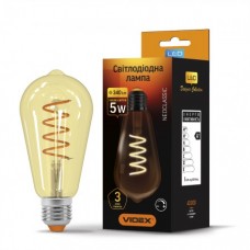 Лампа светодиодная VIDEX Filament ST64FASD 5W E27 2200K 220V диммерная (25014)