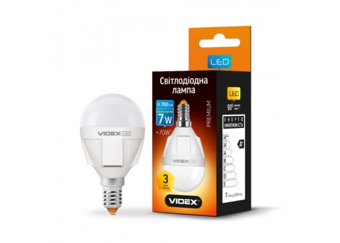 Лампа светодиодная VIDEX G45 7W E14 3000K 220V (24009)