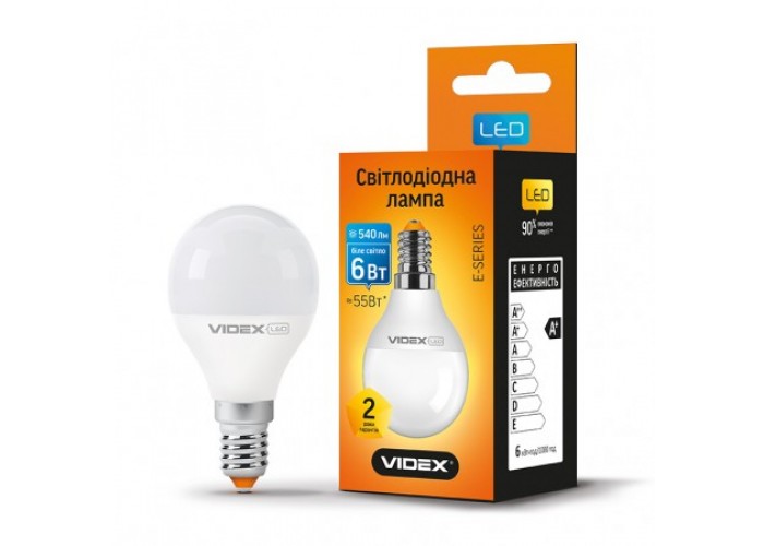 Лампа светодиодная VIDEX G45e 6W E14 4100K 220V (23889)