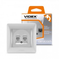 Розетка VIDEX BINERA CAT6+CAT3 двойная серебряный шёлк (25036)