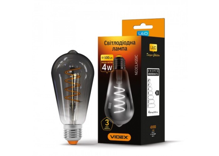 Лампа светодиодная VIDEX Filament ST64FG 4W E27 2100K 220V (24863)