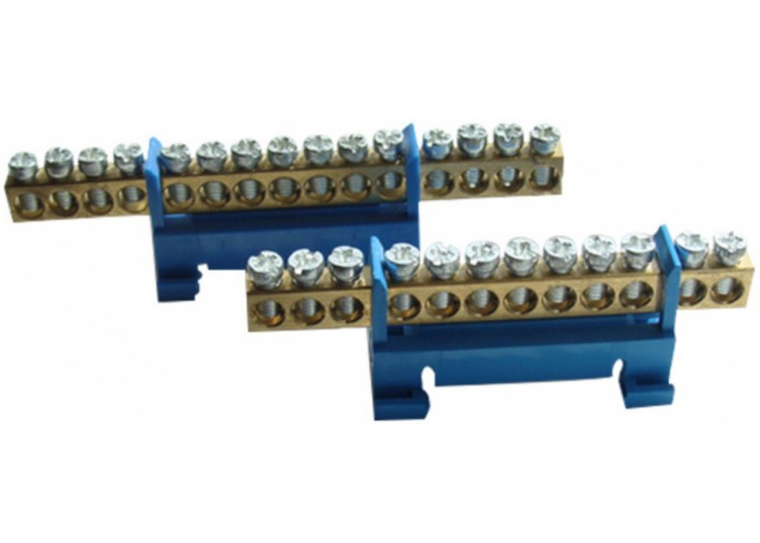 Нулевая "N" шина ElectrO 6 x 9 с изолятором на DIN-рейку 10 отв. до 40А (SH6X9DIN10)