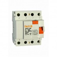 Дифференциальное реле ElectrO УЗО1-63 4 полюса 32А 100мА 4,5kA АС (45UZ63432Е100)