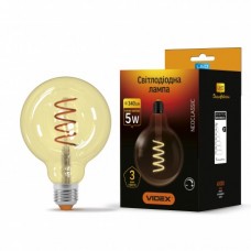 Лампа светодиодная VIDEX Filament G125FASD 5W E27 2200K 220V диммерная (25013)