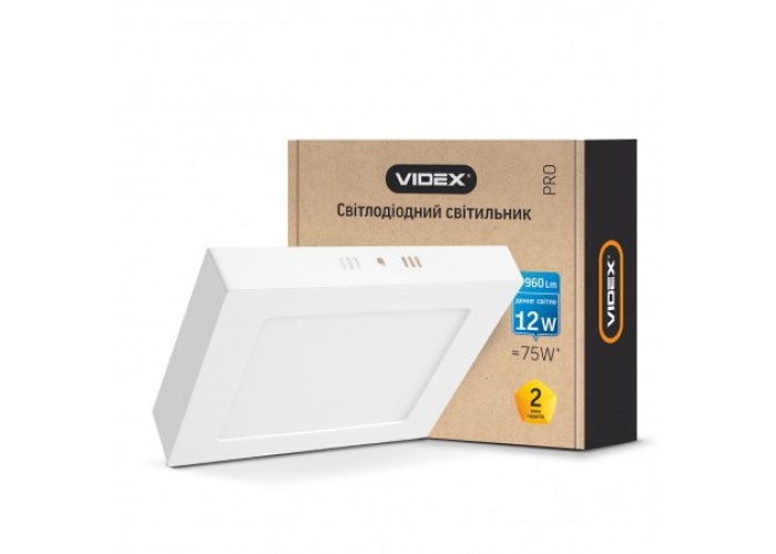 Светильник светодиодный накладной VIDEX квадрат 12W 5000K 220V (24151)