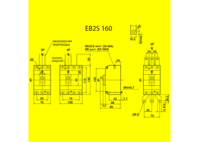 Промышленный автоматический выключатель ETI ETIBREAK EB2S 160/3LA (4671883)