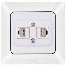 Розетка подвійна комп'ютерна (CAT5E+CAT5E) ARAS Білий