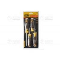 Набор отверток деревянный пластик вороненых CrV SL3x75, SL6x100; PH1x75, PH2x125 (4 шт.) СИЛА