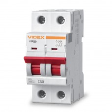 Автоматический выключатель Videx RESIST RS4 2п 50А С 4,5кА VF-RS4-AV2C50