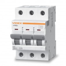 Автоматический выключатель Videx RESIST RS6 3п 20А С 6кА VF-RS6-AV3C20