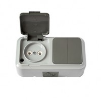 Вимикач 2-й + розетка Bylectrica Пралеска Аква IP54 2В-РЦ-655 (03) 000000453